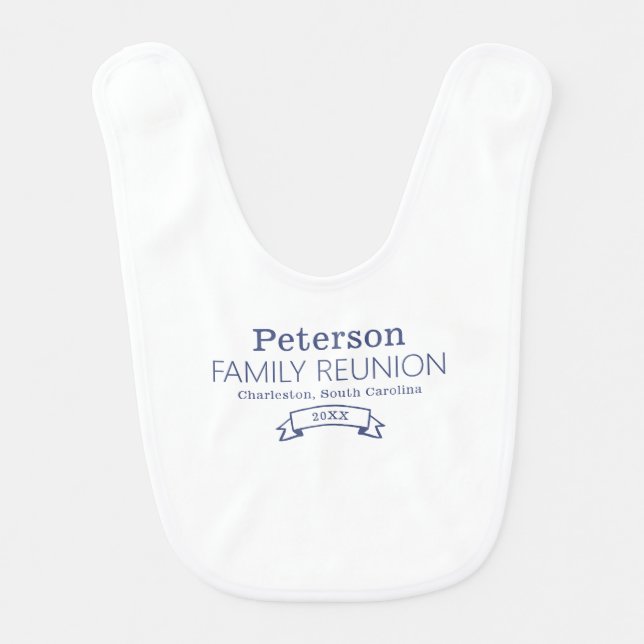Modern Personalized Family Reunion Baby Bib (Front)