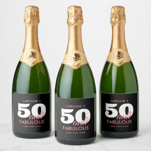 Modern Personalized Fiftieth Birthday  Sparkling Wine Label