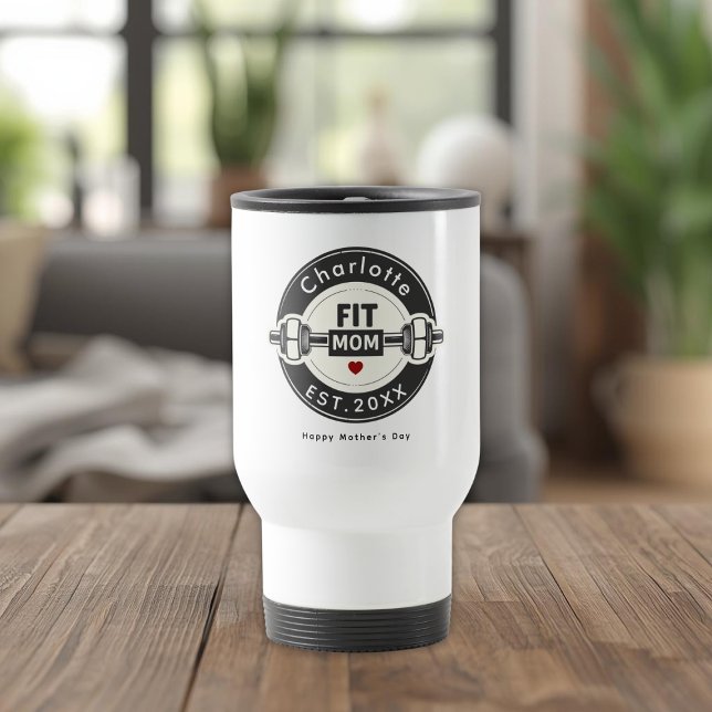 Modern Personalized Fit Mom Tumbler Gift Travel Mug (Creator Uploaded)