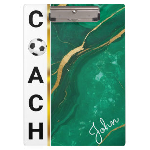 Modern Personalized Football Coach White Marble Clipboard