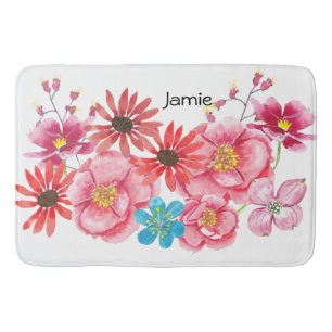 Modern Personalized Fox Deer Childrens Room Bath Mat