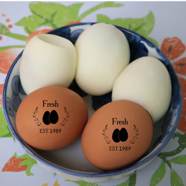 Modern Personalized Fresh Eggs With Date Black  Rubber Stamp (modern personalized fresh eggs rubber stamp)