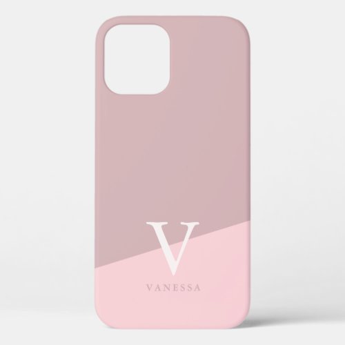 Modern personalized geometric pastel pink  iPhone 12 case