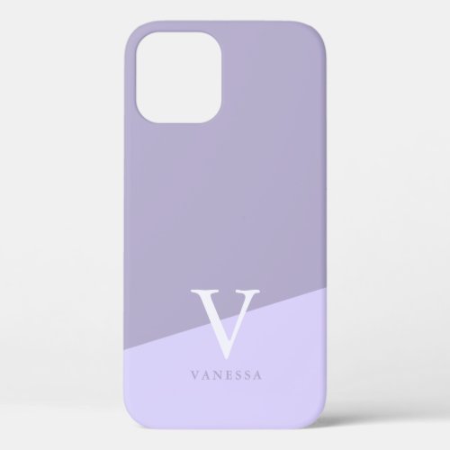 Modern personalized geometric pastel violet  iPhone 12 case