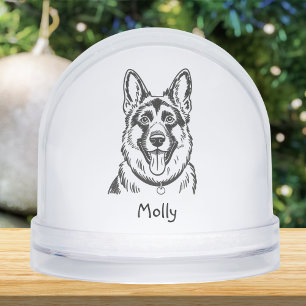Modern Personalized German Shepherd Dog Christmas Snow Globe