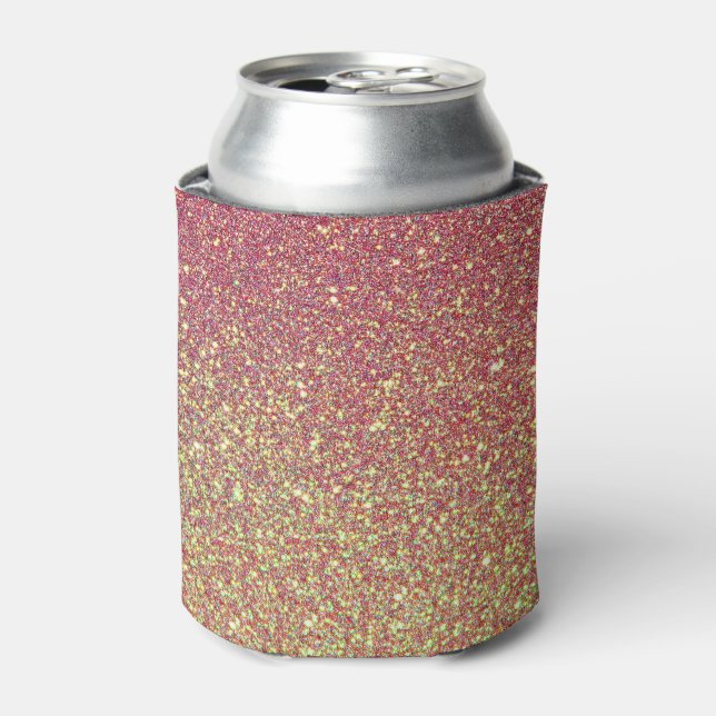 Modern Personalized Glittery Pink Can Cooler (Can Front)