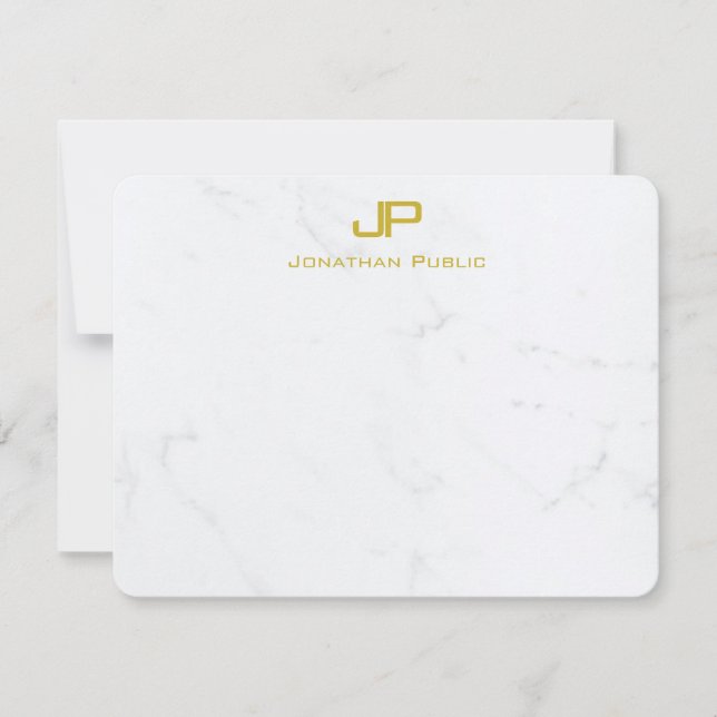 Modern Personalized Gold White Marble Top Template (Front)