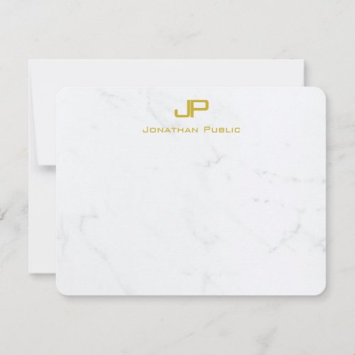 Modern Personalized Gold White Marble Top Template