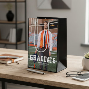 Modern Personalized Grad Photo Graduation Medium Gift Bag