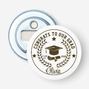 Modern Personalized Graduate Name Black Bottle Opener