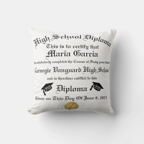 Modern Personalized Graduation Diploma Unique  Thr Throw Pillow