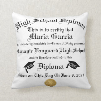 Modern Personalized Graduation Diploma Unique  Thr Throw Pillow