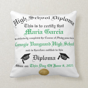 Modern Personalized Graduation Diploma Unique Throw Pillow