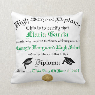 Modern Personalized Graduation Diploma Unique  Throw Pillow