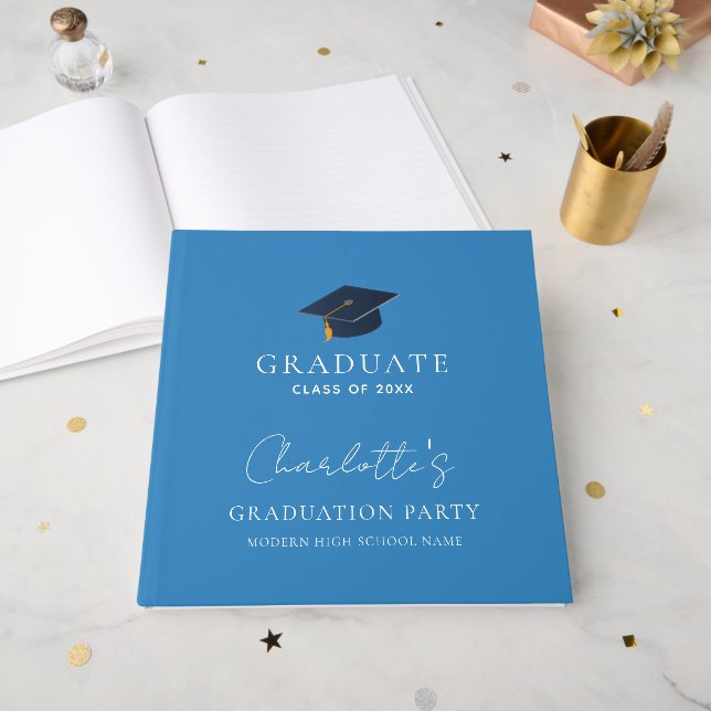 Modern Personalized Graduation Party Design Guest Book (Front Open)