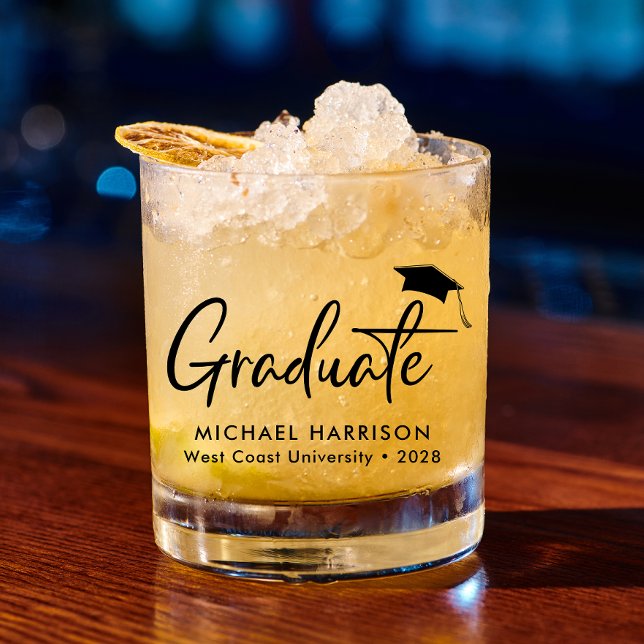 Modern Personalized Graduation Whiskey Glass (Creator Uploaded)