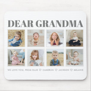 Modern Personalized Grandma We Love You 8-Photo Mouse Pad