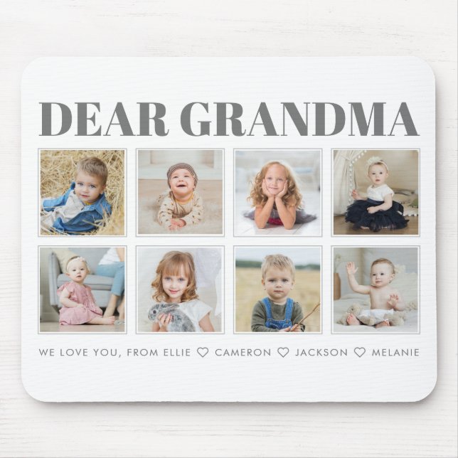 Modern Personalized Grandma We Love You 8-Photo Mouse Pad (Front)