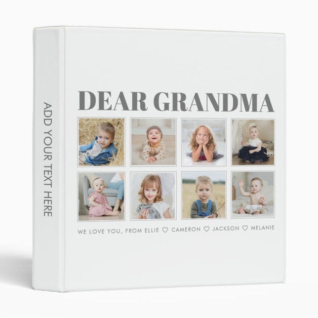 Modern Personalized Grandma We Love You 8-Photos 3 Ring Binder (Front/Spine)