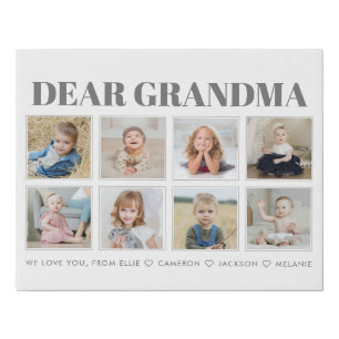 Modern Personalized Grandma We Love You 8-Photos Faux Canvas Print