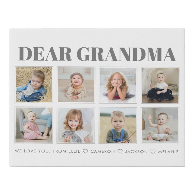 Modern Personalized Grandma We Love You 8-Photos Faux Canvas Print (Front)
