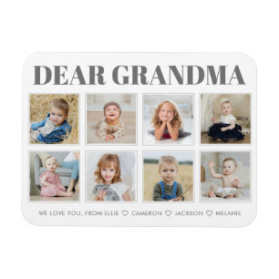 Modern Personalized Grandma We Love You 8-Photos Magnet