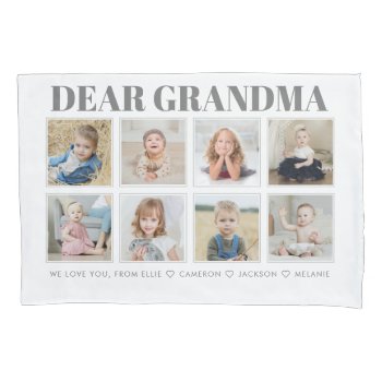 Modern Personalized Grandma We Love You 8-photos Pillow Case by CutieParty at Zazzle