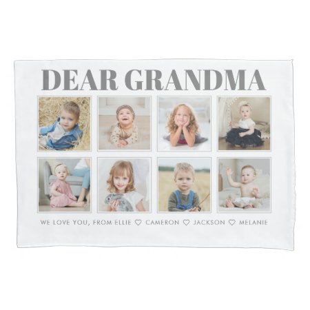 Modern Personalized Grandma We Love You 8-photos Pillow Case