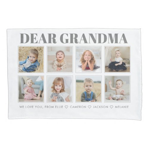 Modern Personalized Grandma We Love You 8_Photos Pillow Case