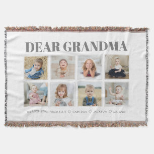 Modern Personalized Grandma We Love You 8-Photos Throw Blanket