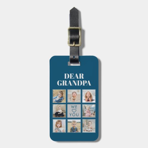 Modern Personalized Grandpa We Love You 8_Photos Luggage Tag