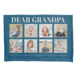 Modern Personalized Grandpa We Love You 8-Photos Pillow Case
