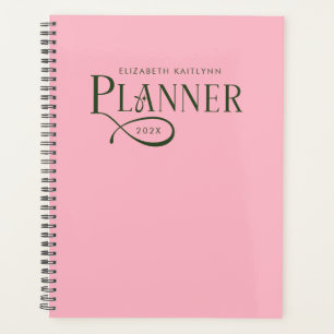 Modern Personalized Green and Pink Planner