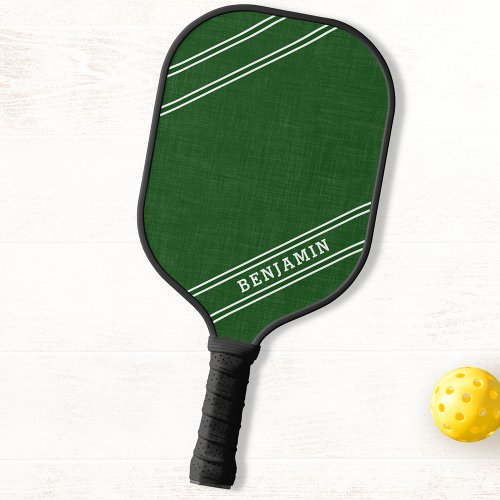 Modern Personalized Green White Player Name Pickleball Paddle
