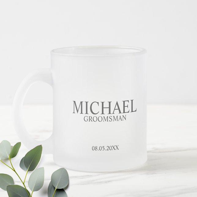 Modern Personalized Groomsman Frosted Glass Coffee Mug (Creator Uploaded)