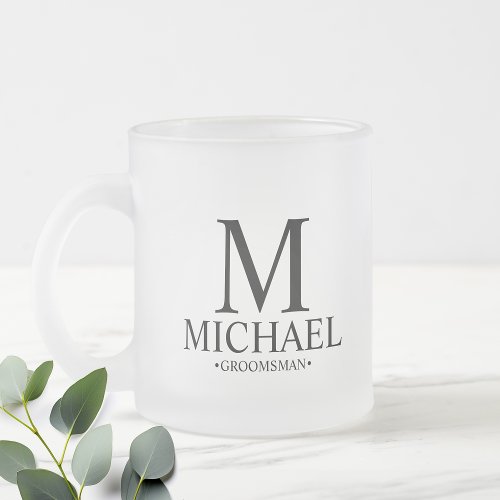 Modern Personalized Groomsman Frosted Glass Coffee Mug