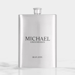 Modern Personalized Groomsman Hip Flask