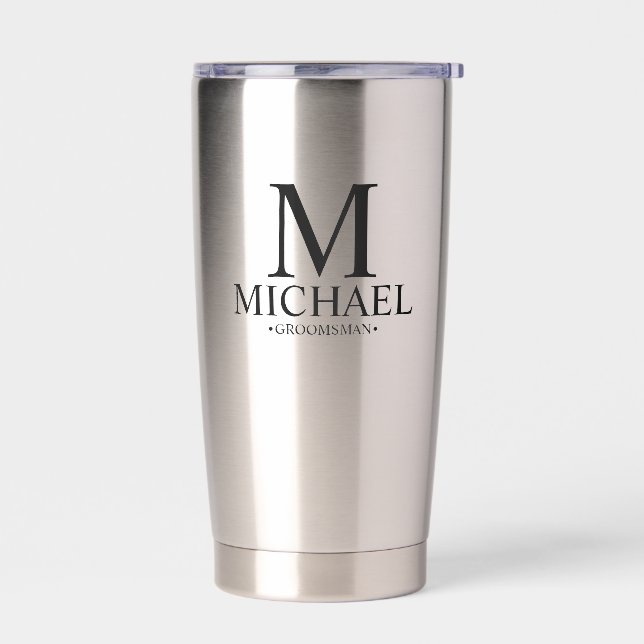 Modern Personalized Groomsman Insulated Tumbler (Left)