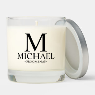 Modern Personalized Groomsman Monogram and Name Scented Candle