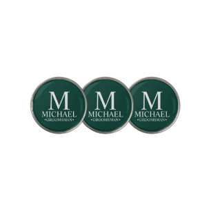 Modern Personalized Groomsman Name and Monogram Golf Ball Marker