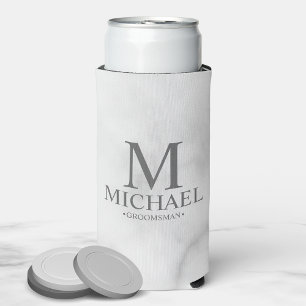 Modern Personalized Groomsman Seltzer Can Cooler