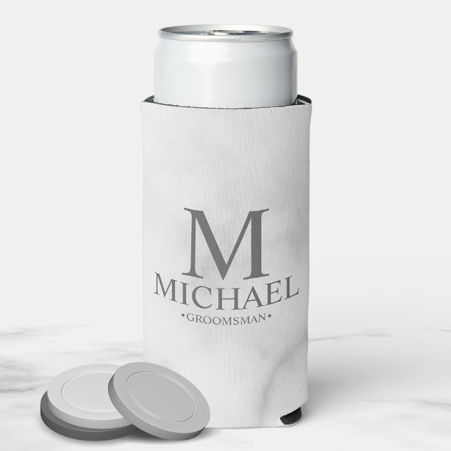 Modern Personalized Groomsman Seltzer Can Cooler (Creator Uploaded)