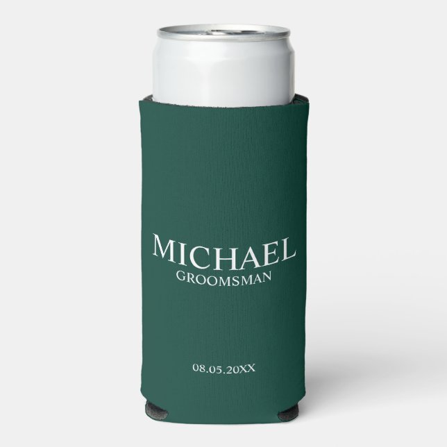 Modern Personalized Groomsman Seltzer Can Cooler (Seltzer Front)