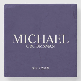 Modern Personalized Groomsman Stone Coaster