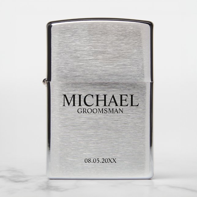 Modern Personalized Groomsman Zippo Lighter (Creator Uploaded)