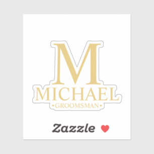Modern Personalized Groomsman's Monogram and Name Sticker