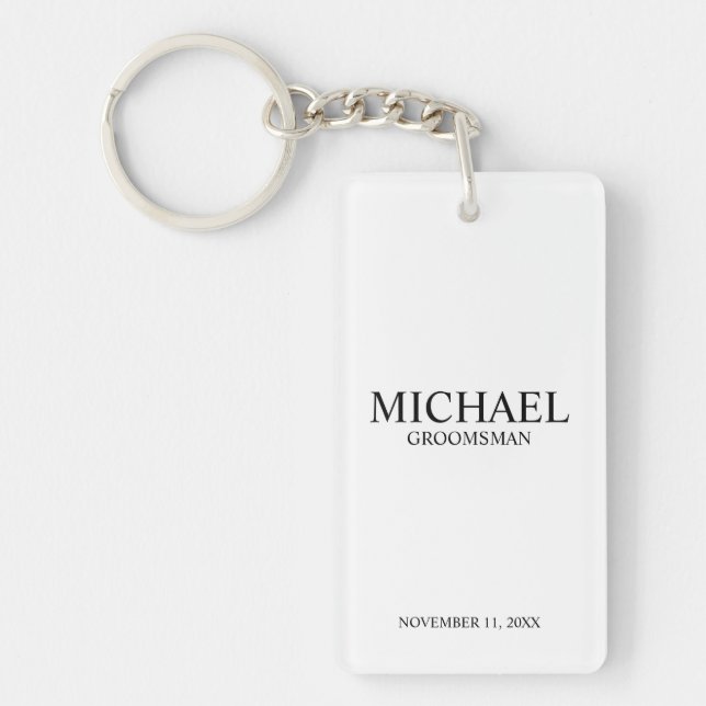Modern Personalized Groomsman's Name and Monogram Keychain (Front)