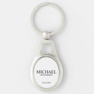 Modern Personalized Groomsman's Name and Monogram Keychain