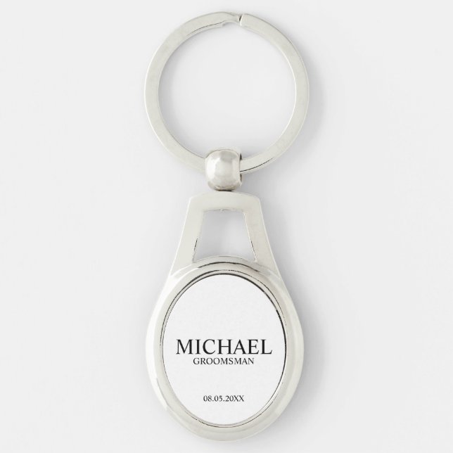 Modern Personalized Groomsman's Name and Monogram Keychain (Front)
