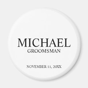 Modern Personalized Groomsman's Name and Monogram Magnet